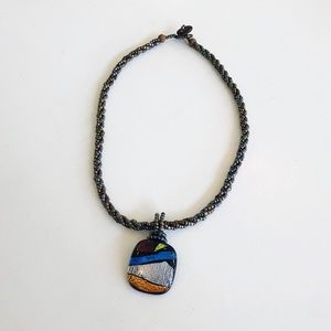 multi-color pendant beaded rope necklace